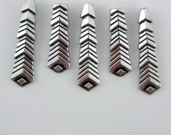 Set of 5 Slide Charms Art Deco Arrow Design Antique Silver-tone