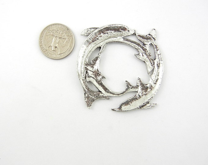 Pewter Dolphin Ring Flat and Pendant