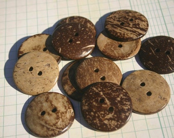 Large Wood Buttons - Round Sewing Button - 1 1/2" Wide - Coconut Wooden Buttons