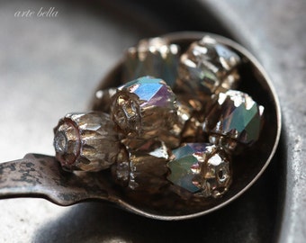 OPULENT BITS .. 10 Fire Polished Czech Cathedral Beads 6mm (3601-10)