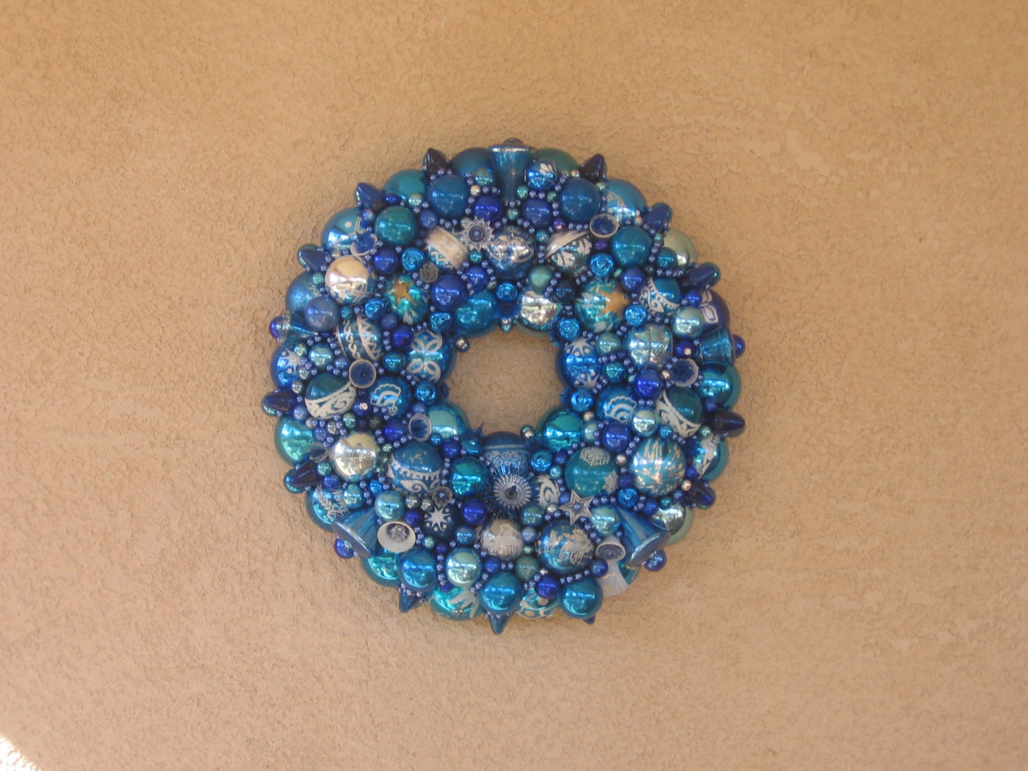 Vintage Blue Ornament Wreath