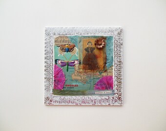 unaware of beauty - mixed media original assemblage ready to hang