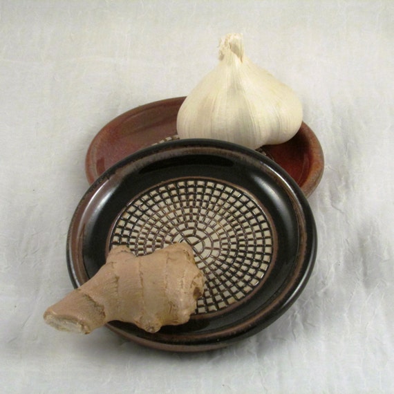 Ceramic Garlic Grater Dish Ginger Grating Bowl Blue Grinding