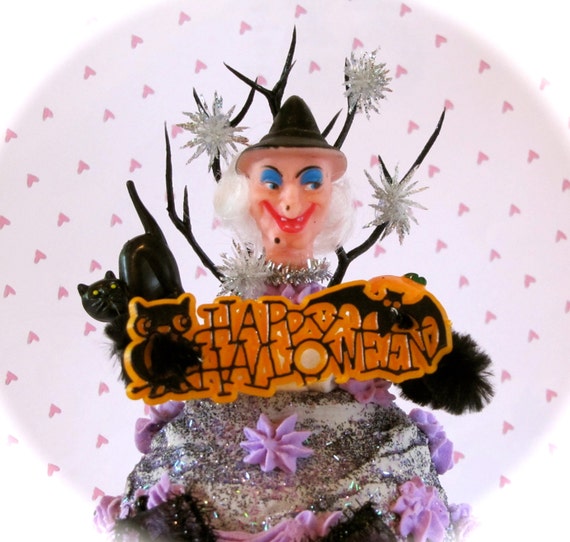 fake Halloween Decor Cupcake Vintage vintage Witch Happy Vintage Fake cupcakes   Creepy