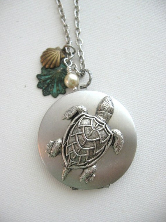 Sea Turtle Locket Turtle Jewelry Antique Locket Ocean