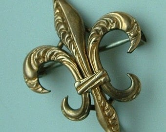 Antique Victorian Gold WatchPin, Fleur-de-Lis
