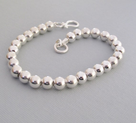 Sterling Silver Beaded Bracelet 6mm Beaded Bracelet Classic