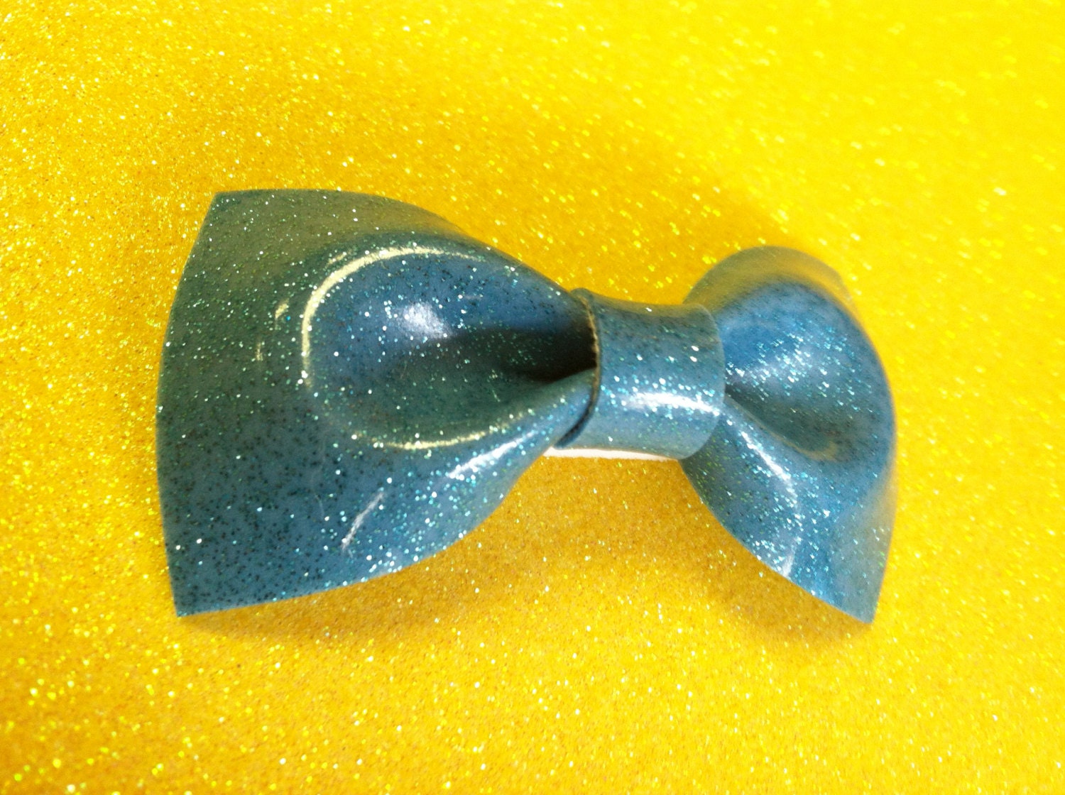 Light Blue Glitter Vinyl Hair Bow Small