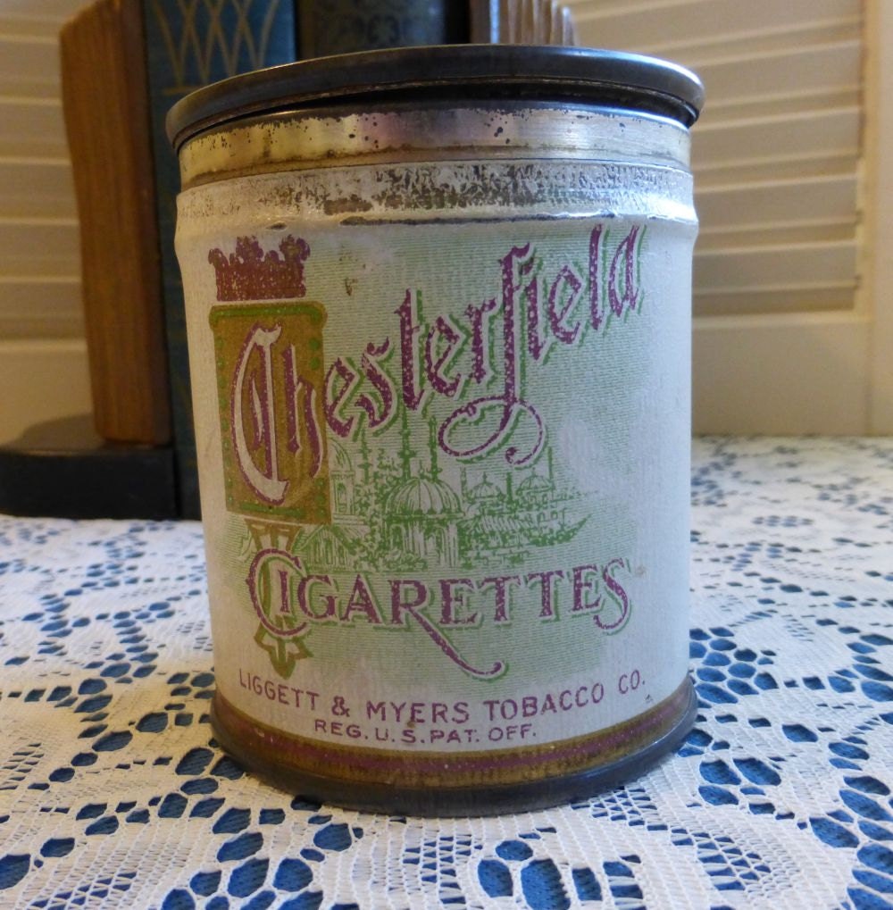 Chesterfield Round Tobacco Tin Antique Chesterfield Cigarette
