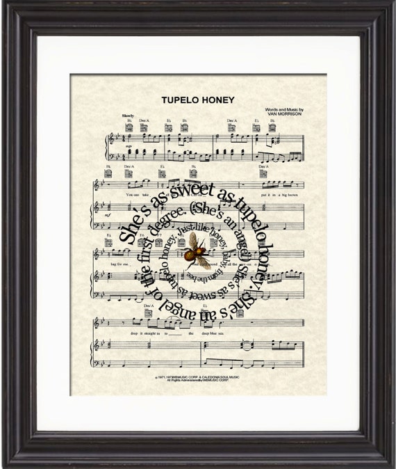 Tupelo Honey Song Lyric Sheet Music Art Pirnt By WordsandMusicArt   Il 570xN.559742185 A9cf 