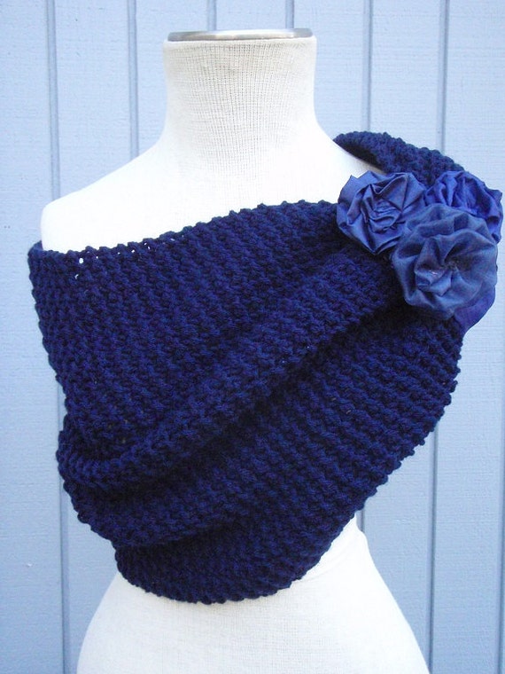 Navy blue shawl Knitting shawl handmade shawl bridal gift