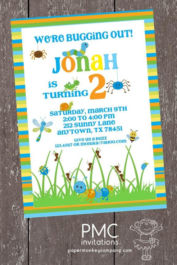 Little Bugs Birthday Invitations - 1.00 each with envelope Il_570xn
