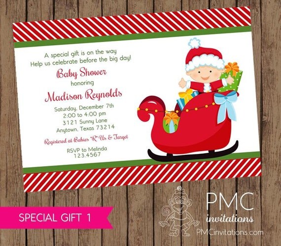 Christmas Baby Shower Invitations - 1.00 each with envelope Il_570xn