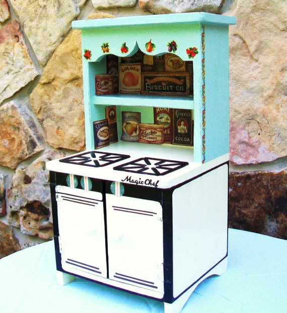 Items similar to RESERVED Childs Hutch Hand Painted as a Stove and