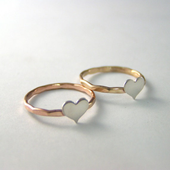 Stack Ring, Rose Gold Filled OR Yellow Gold Filled Ring With Sterling ...