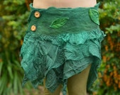 Nuno Felted Fairy Leaf Taj Silk Wrap Tissue Layered Hand Dyed Skirt OOAK