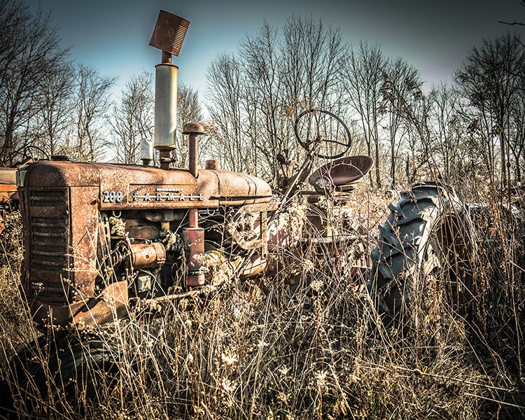 Rustic Farm Tractor Rustic Wall Art Grunge Tractor Art