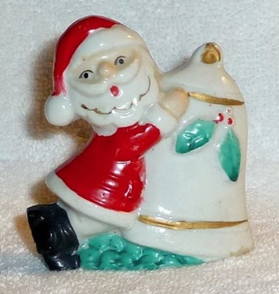 Vintage Lefton Santa Claus Christmas Bell Figurine Napco Red