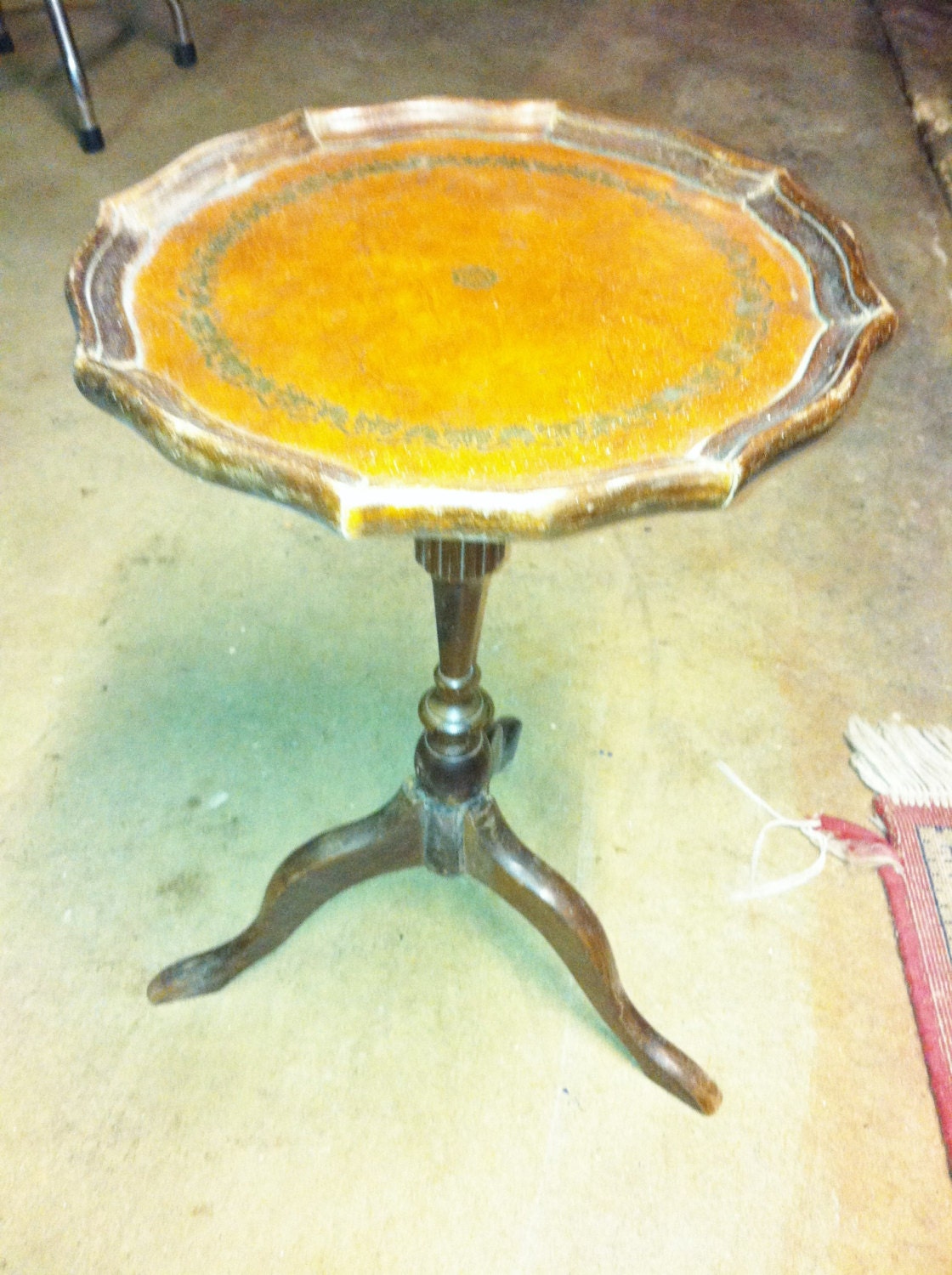 Leather Top Octagon Pie Crust TeaSide Parlor Table Haute Juice