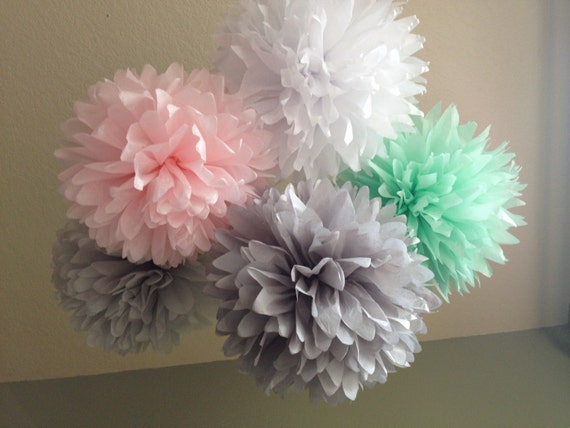 Ice Cream Shoppe - SALE - 5 Tissue Pom Pom Decoration Graduation Party - DIY Decor Kit Il_570xn