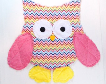 Owl Blanket - Rainbow Chevron - Owl Nursery - Baby Shower Gift - Rag ...