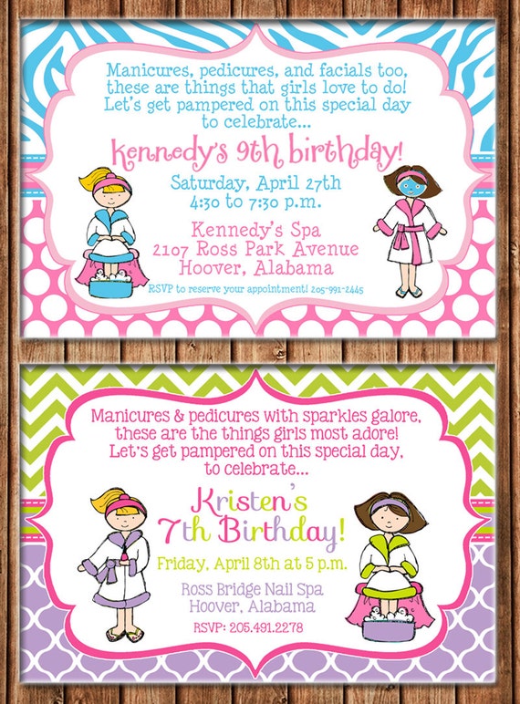 Girl Invitation Manicures Pedicures Mani Pedi Spa Birthday