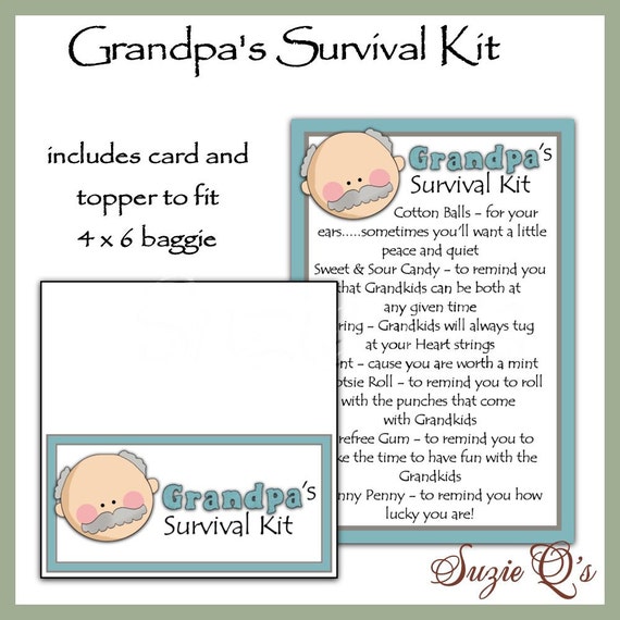 Items similar to Grandpa's Survival Kit includes Topper and Card ...