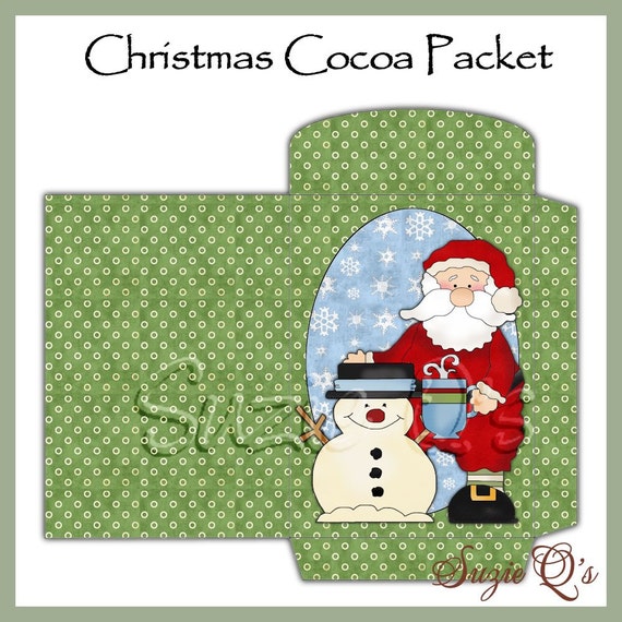 Jolly Santa Christmas Cocoa Envelope Digital Printable