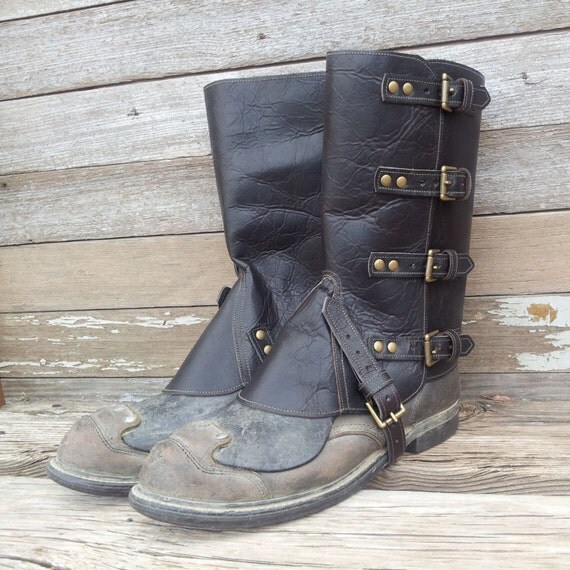 Tall Steampunk Swiss Military Style Gaiters or Spats in Dk