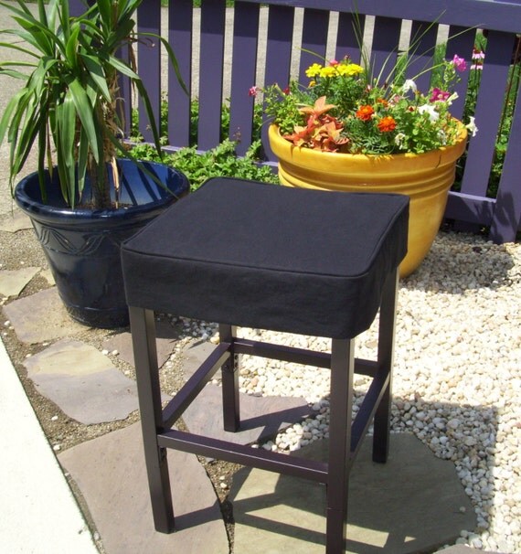 Square Barstool Slipcover Black Canvas Bar Stool Cover