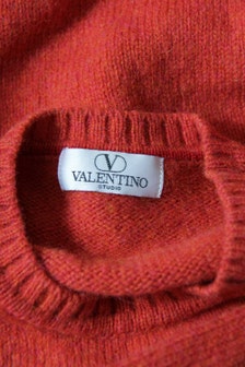 Vintage sweater / Valentino orange mens wool sweater / size M-L