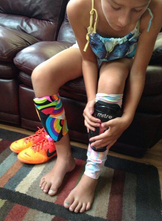 Soccer shinguard compression sleeves multi colored retro