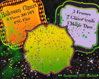 Halloween Frame Clipart, Halloween Glitter, Halloween Clipart