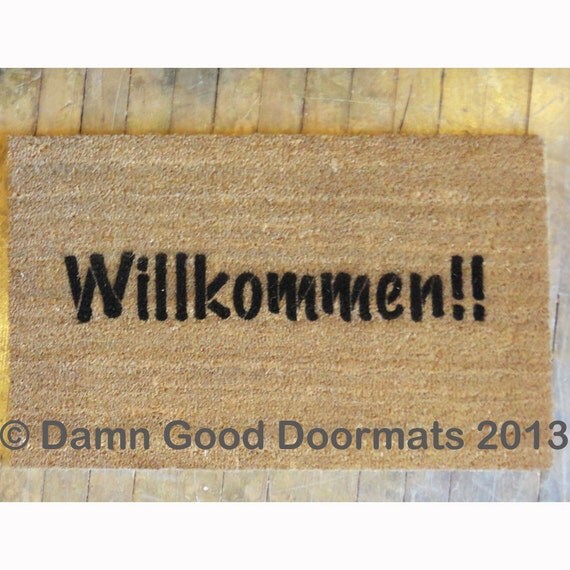 German door mat Willkommen in by DamnGoodDoormats on Etsy