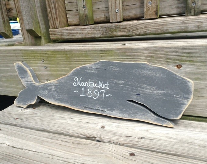 Nautical Nantucket Whale Coastal Beach and Nursery Decor