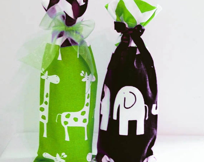 Baby Shower Hostess Gifts, 2 Wine Bags, Wine Sack, Wine Caddy, Baby Shower, Hostess Gift, Housewarming Gift, Party Favors