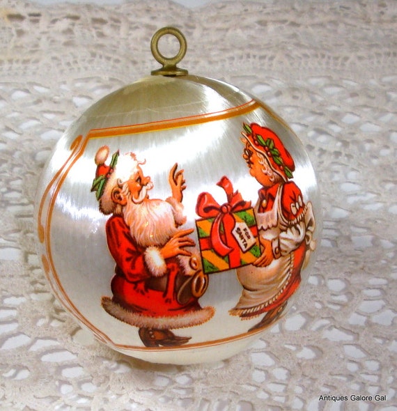 vintage christmas ornament mr and mrs santa claus round vintage christmas ornament mr and mrs santa claus round