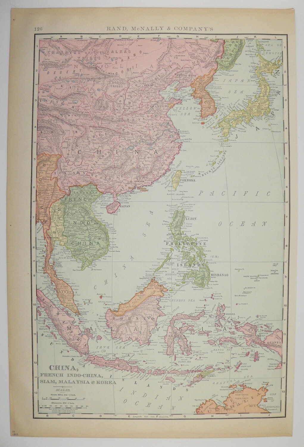 China Map Malaysia Korea Map Vietnam 1899 Japan Taiwan Map