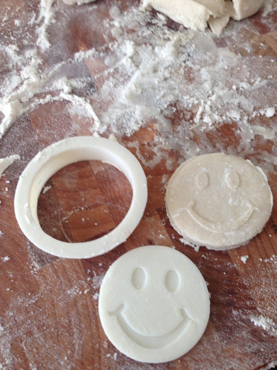Smiley face face cookie cutter and stamp imprint by CavidDesigns