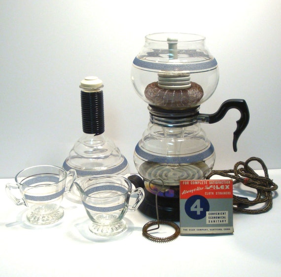 Kent Vacuum Drip Vintage Coffee Pot with Rare Porcelain