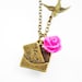 SALE - Love Letter Girl Necklace - A Little Birdie Told Me - Fuchsia