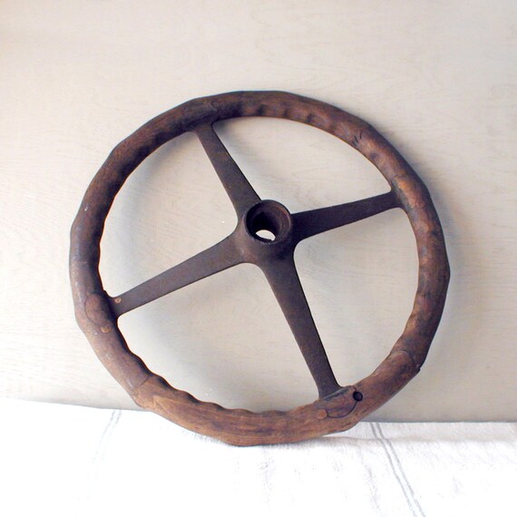 Antique Wooden Steering Wheel by thelostrooms on Etsy