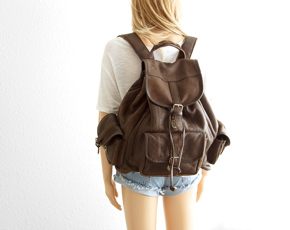 Brown Leather Backpack Leather Rucksack Backpack Hipster