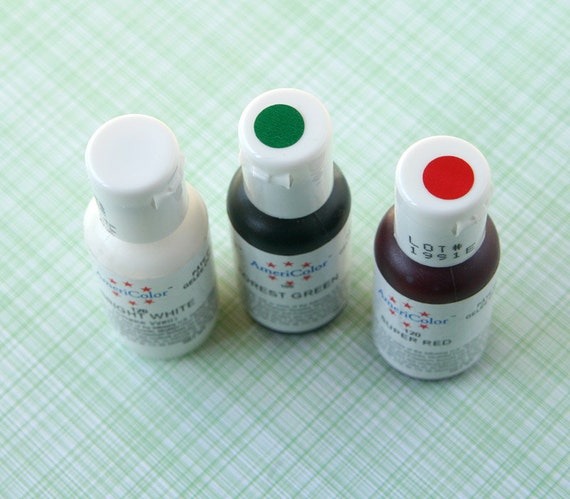 Christmas Food Coloring / Red, Green and White Gel Paste Food Coloring - 3 bottles Americolor Il_570xn