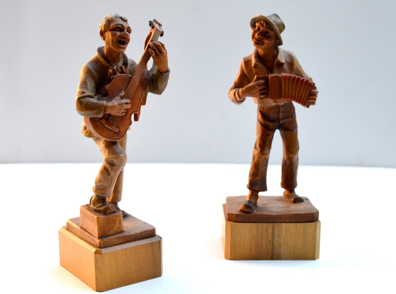 Vintage Wooden Anri Musician Figurines Made in Italy Set of