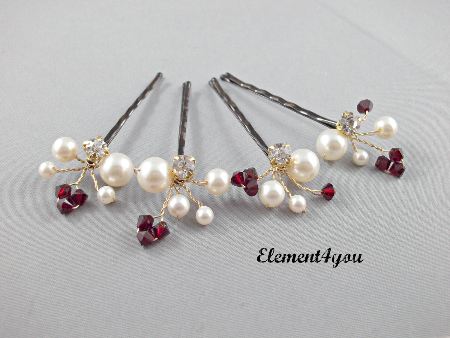 Bridal hair clip accessory Bobby pins Set of 4 Ivory