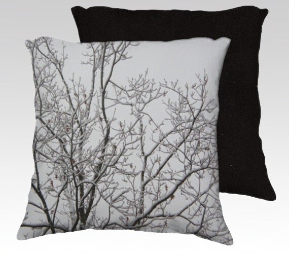 Photo Pillow Cover Winter Tree Branches 18x18 22x22