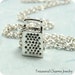 Cheese Grater Necklace, Silver Plated Cheese Grater Charm on a Silver Cable Chain