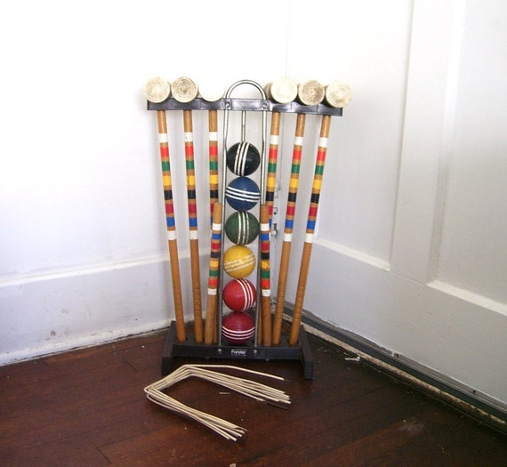 vintage forster skowhegan croquet set with caddy complete 6