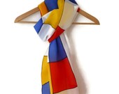 Mondrian Style Hand Painted Silk Scarf by Julie Riisnaes - Silknstyle